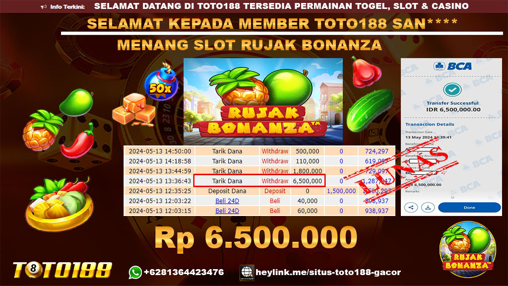 Bukti jp kemenangan slot rujak bonanza 13 mei 2024