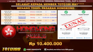Bukti Jp Kemenangan Togel Pasaran Hongkong Toto188 8 mei 2024