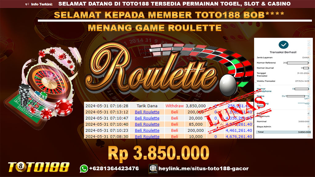 Bukti jp kemenangan game roulette 31 mei 2024