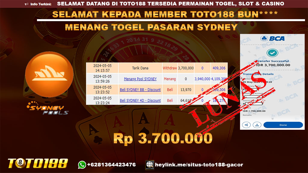 Bukti jp kemenangan togel pasaran sydney 5 mei 2024