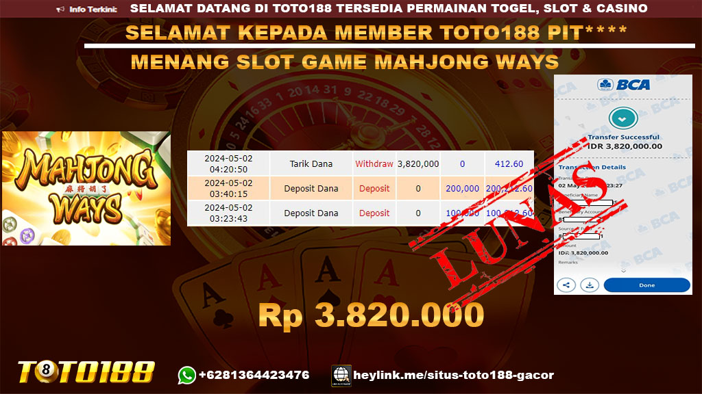 Bukti Jp Kemenangan Mahjong ways 2 mei 2024