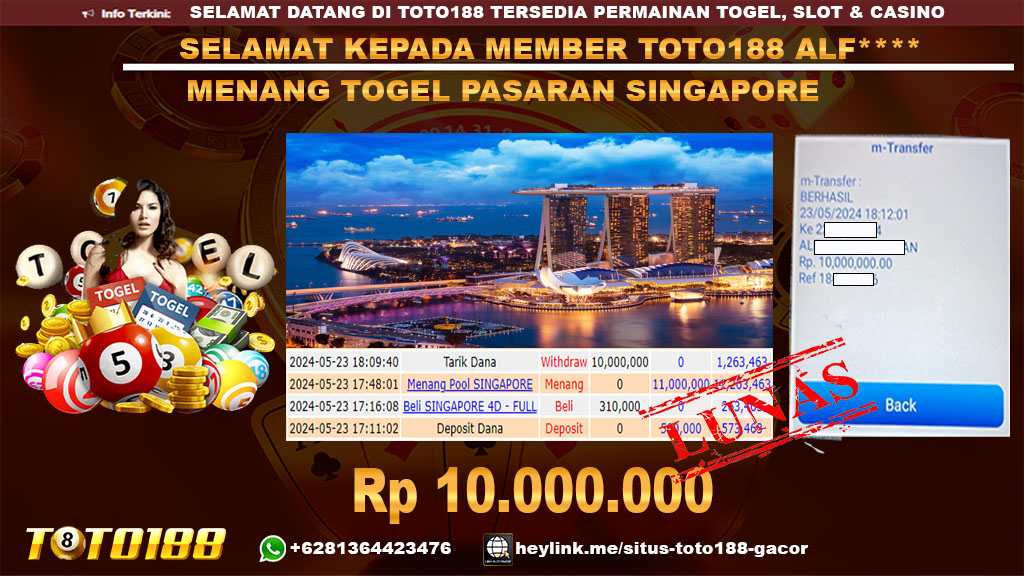 Bukti jp kemenangan togel pasaran singapore 23 mei 2024