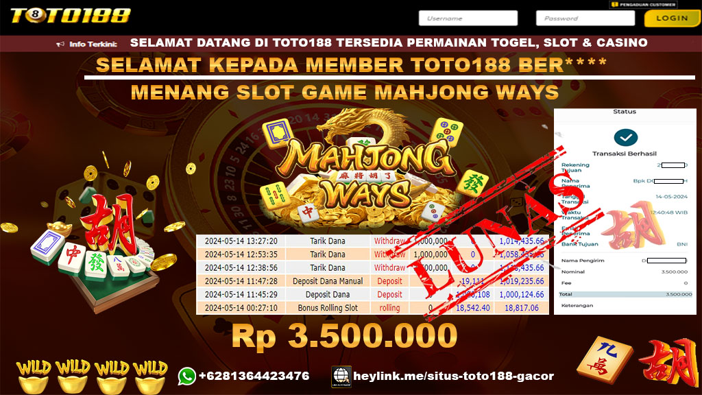 Bukti Jp Kemenangan Slot game mahjong ways 14 mei 2024