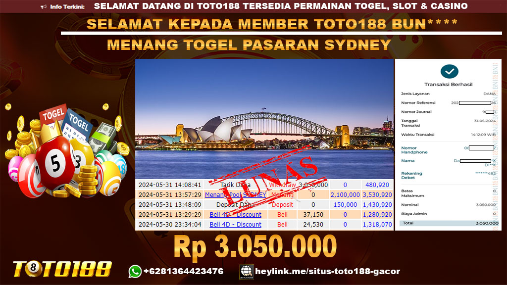 Bukti jp kemenangan togel pasaran sydney 31 mei 2024