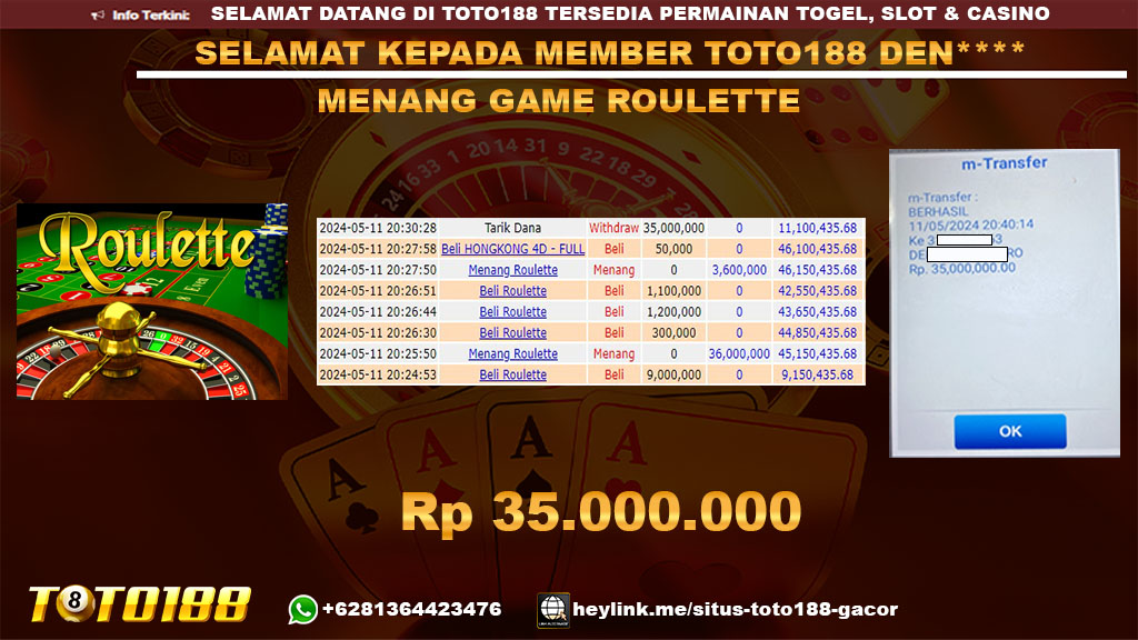 Bukti jp kemenangan game roulette 11 mei 2024