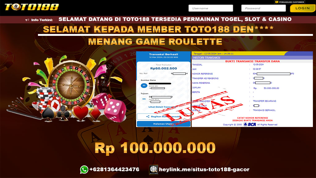 Bukti Jp Kemenangan Game Roulette 12 mei 2024