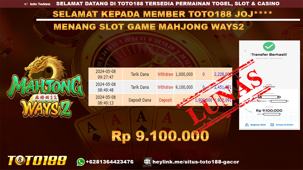Bukti jp kemenangan Mahjong ways2 8 mei 2024