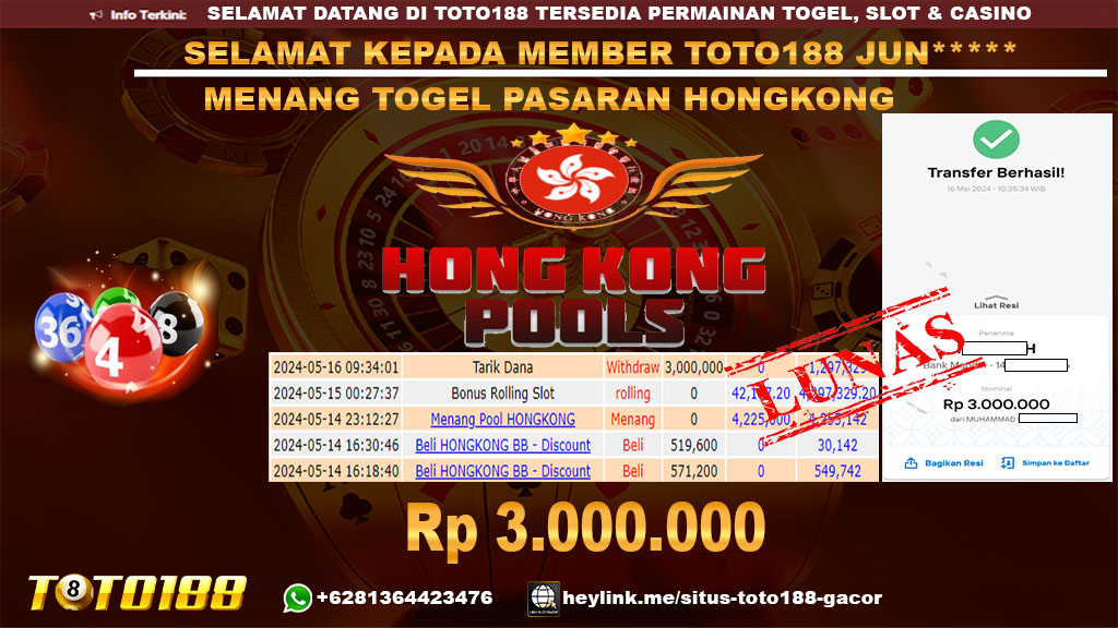 Bukti jp kemenangan Togel pasaran hongkong 16 mei 2024