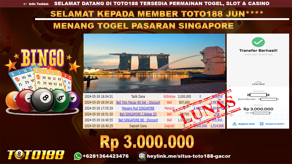 Bukti jp kemanangan togel psaran singapore 29 mei 2024