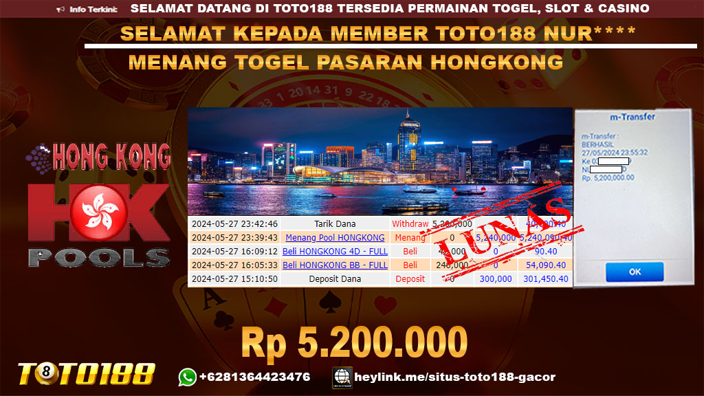 Bukti jp kemenangan togel pasaran hongkong 27 mei 2024
