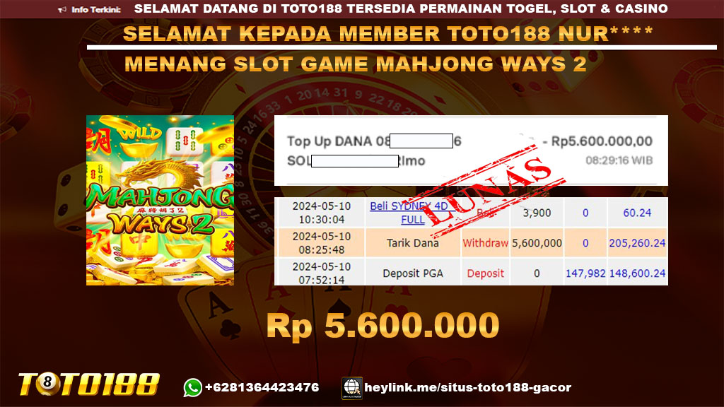 Bukti jp kemenangan mahjong ways2 10 mei 2024