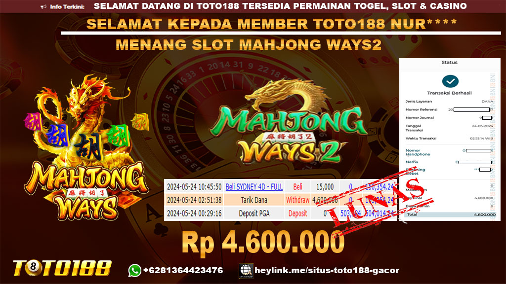 Bukti jp kemenangan slot mahjong ways2 24 mei 2024