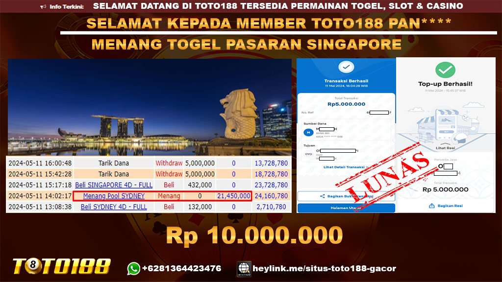 Bukti jp kemenangan Togel pasaran singapore 11 mei 2024