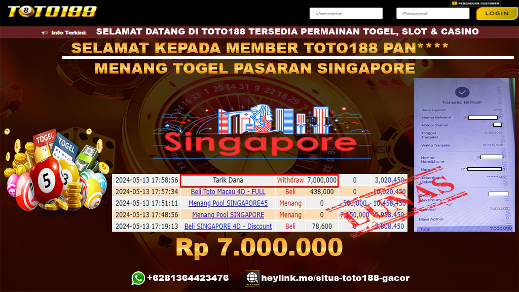 Bukti jp kemenangan togel pasaran singapore 13 mei 2024