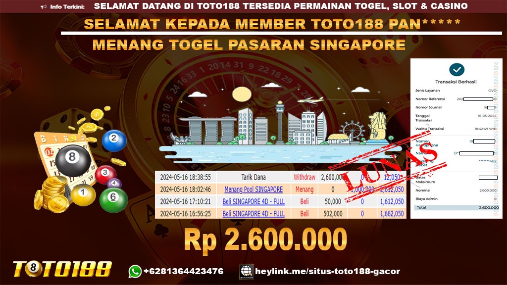 Bukti jp kemenangan togel pasaran singapore 16 mei 2024
