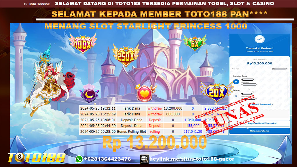 Bukti jp kemenangan slot starlight princess 1000 25 mei 2024