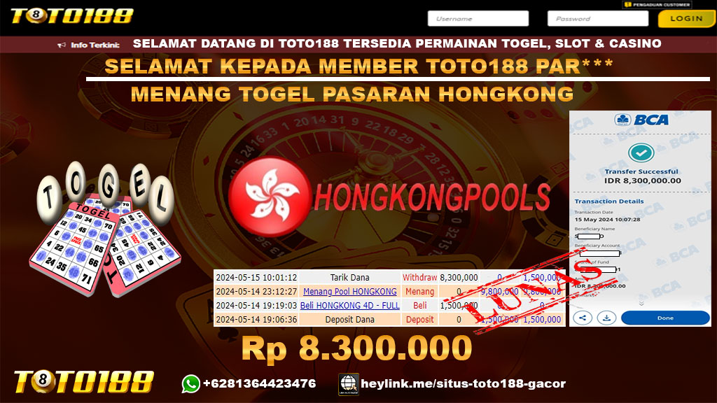 Bukti jp kemenangan Togel pasaran hongkong 15 mei 2024