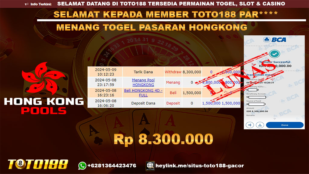 Bukti jp kemenangan togel pasaran hongkong 9 mei 2024