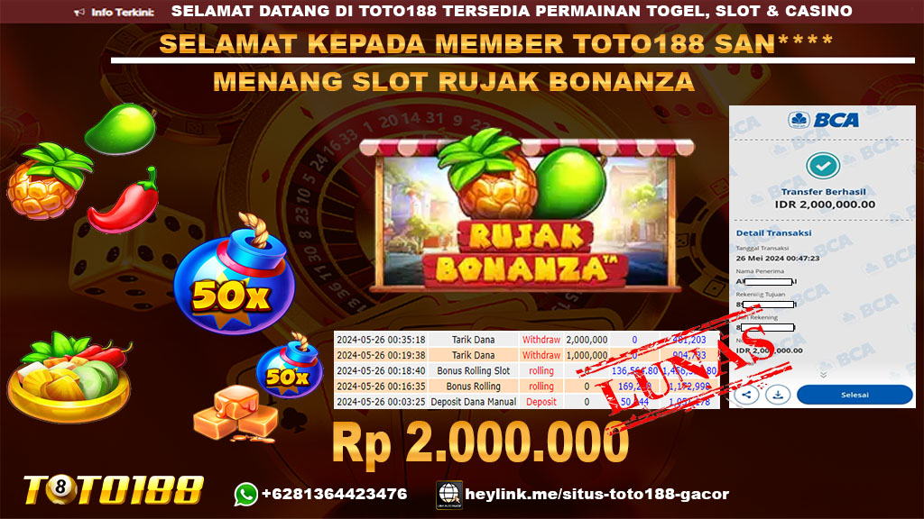 Bukti jp kemenangan slot rujak bonanza 26 mei 2024