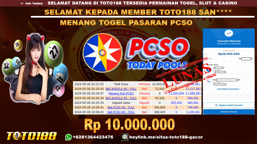 Bukti jp kemenangan togel pasaran pcso 28 mei 2024