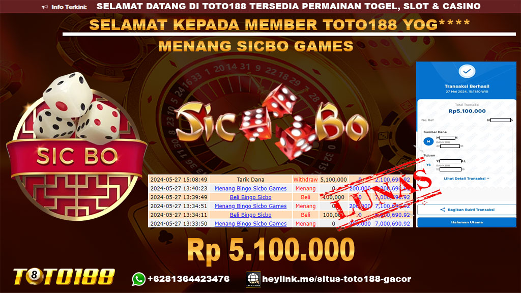 Bukti jp kemenangan sicbo game 27 mei 2024