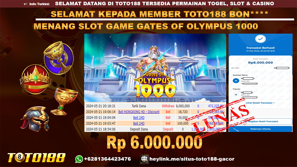 Bukti jp kemenangan gates of olympus 1000 21 mei 2024