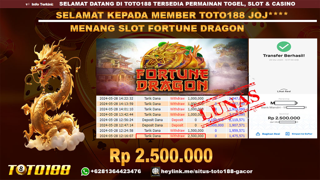 Bukti jp kemenanagn slot game fortune dragon 28 mei 2024