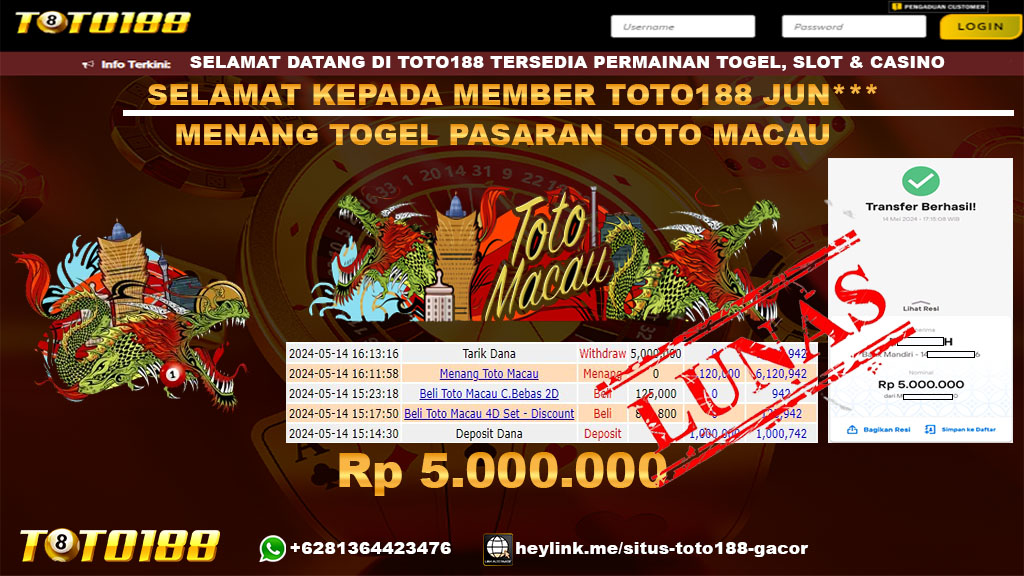 Bukti jp kemenangan togel pasaran toto macau 14 mei 2024