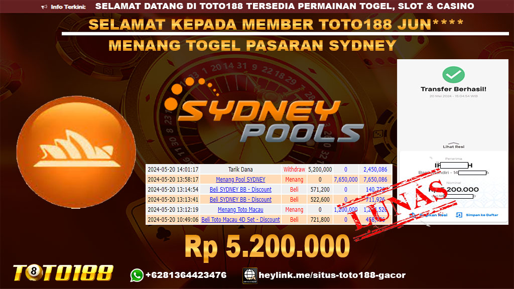 Bukti jp kemenangan togel pasaran sydney 20 mei 2024