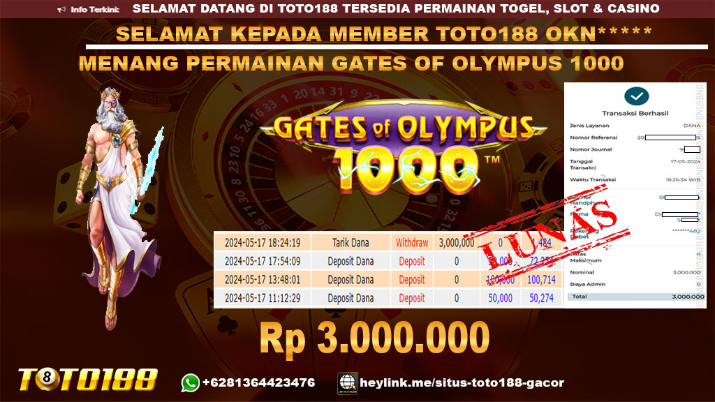 Bukti jp kemenangan gates of olympus 1000 17 mei 2024