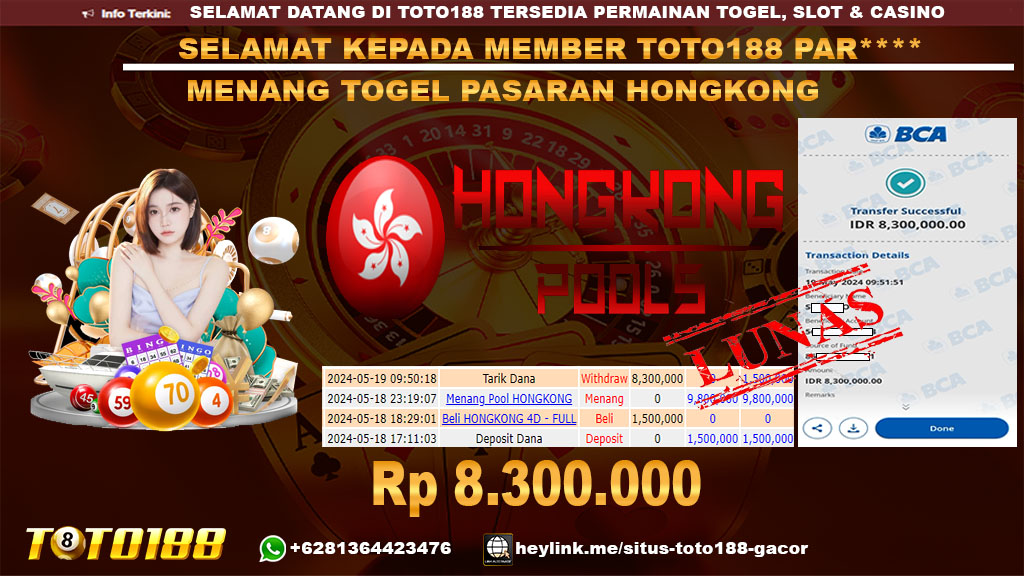 Bukti jp kemenangan togel pasaran hongkong 19 mei 2024