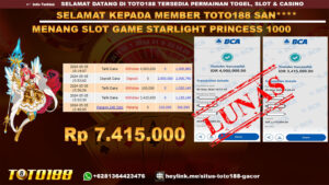 Bukti jp kemenangan slot game starlight princess 1000 5 mei 2024