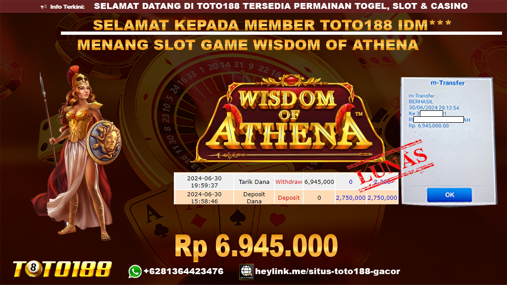 Bukti jp kemenangan slot game wisdom of athena 30 juni 2024