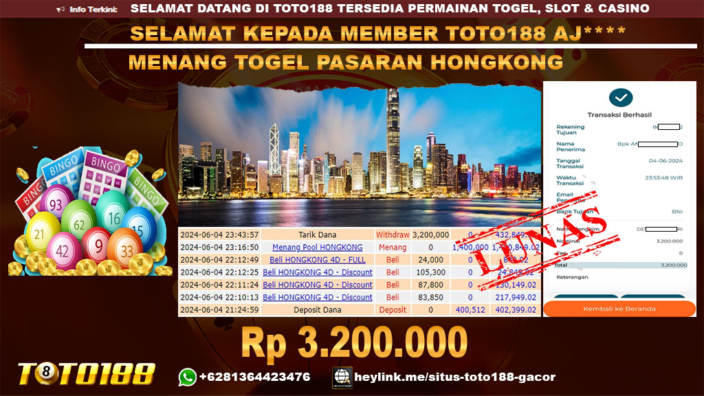Bukti jp kemenangan togel pasaran hongkong 5 juni 2024