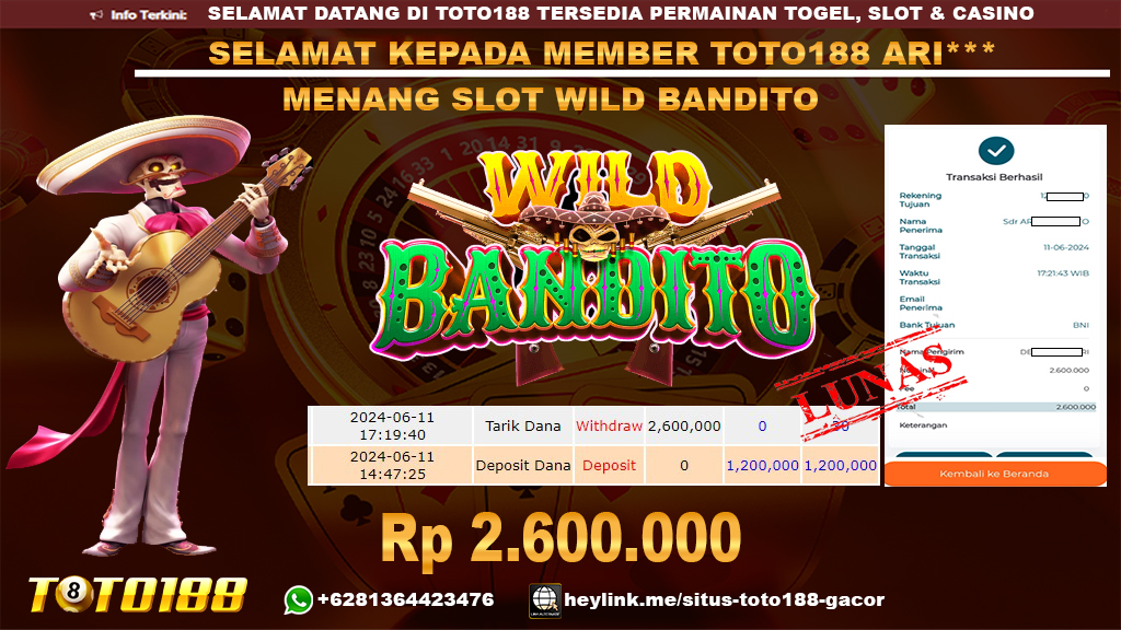 Bukti jp kemenangan slot wild bandito 11 juni 2024