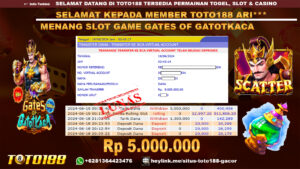 Bukti jp kemenangan slot game gates of gatotkaca 19 juni 2024
