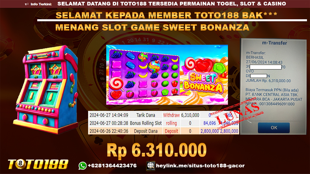 Bukti jp kemenangan slot game sweet bonanza 27 juni 2024