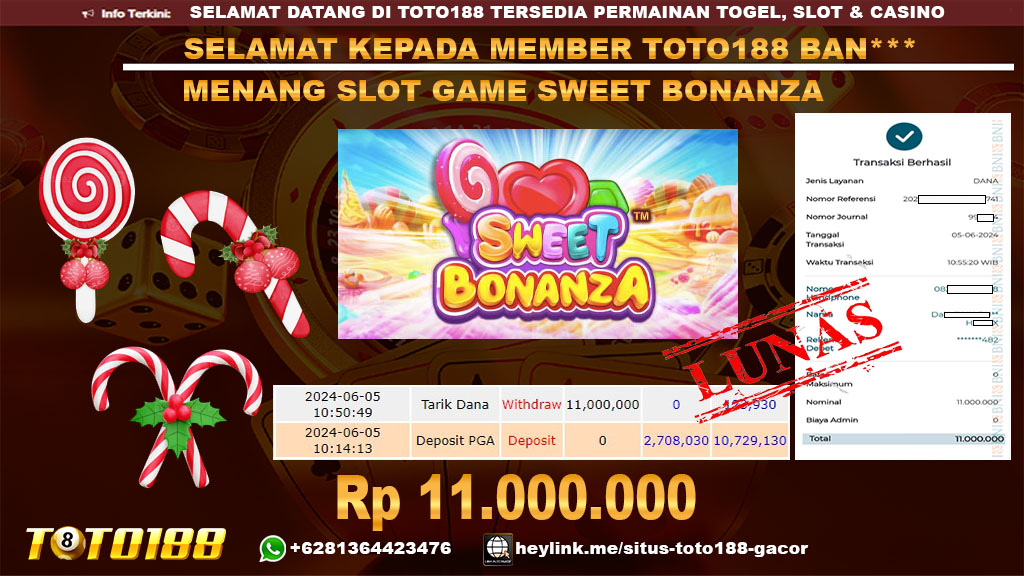 Bukti jp kemenangan slot game sweet bonanza 05 juni 2024