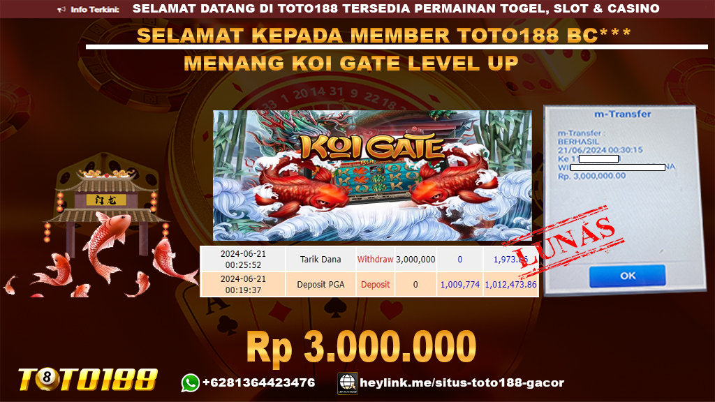 Bukti jp kemenangan koi gate level up 21 juni 2024