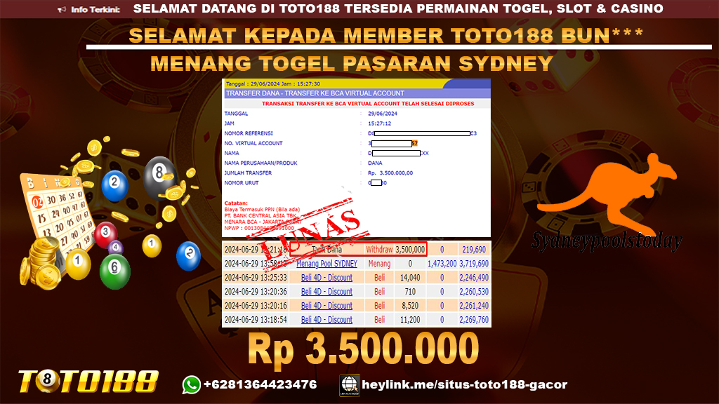 Bukti jpkemenangan togel pasaraan sydney 29 juni 2024