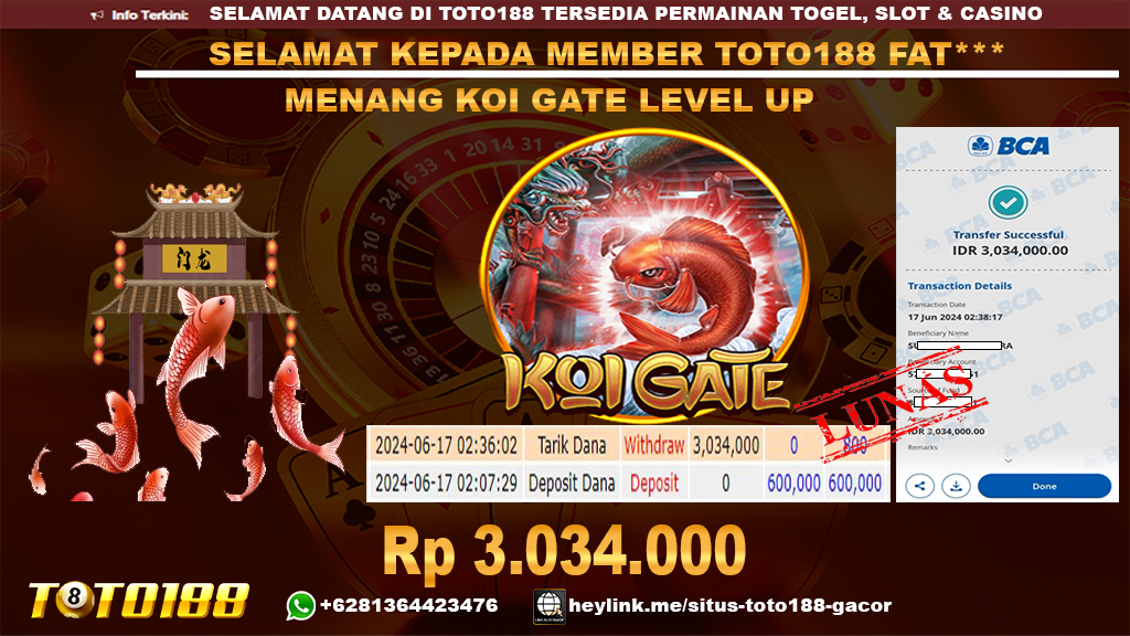Bukti jp kemenangan koi gate level up 17 juni 2024