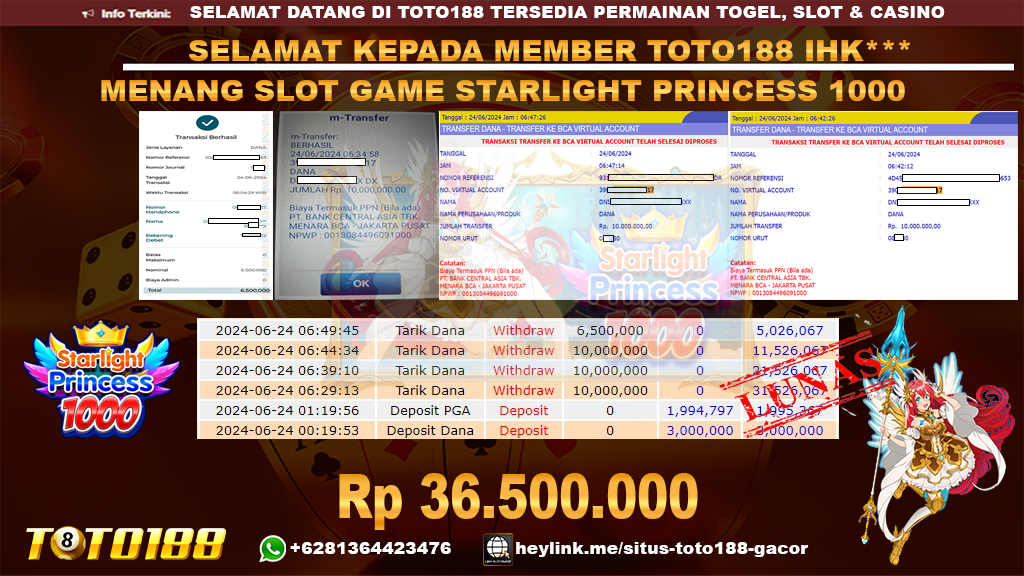 Bukti jp kemenangan slot game starlight princess 1000 24 juni 2024