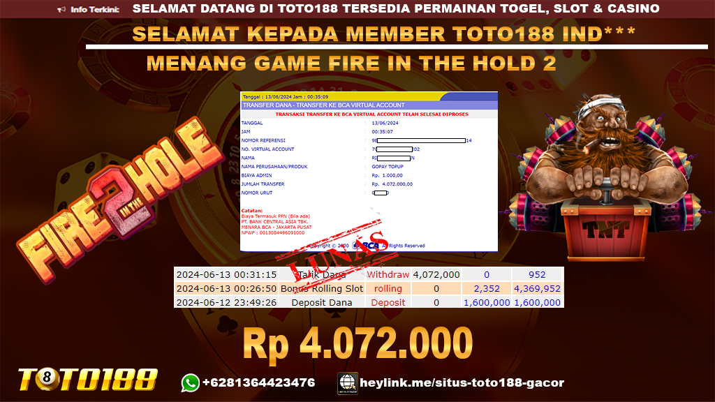 Bukti jp kemenangan game fire in the hold 2 13 juni 2024