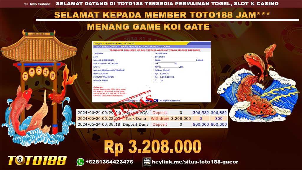 Bukti jp kemenangan game koi gate 24 juni 2024