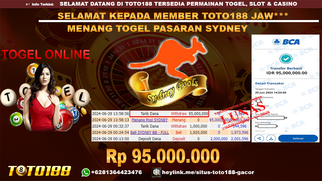 Bukti jp kemenangan togel pasaran sydney 29 juni 2024