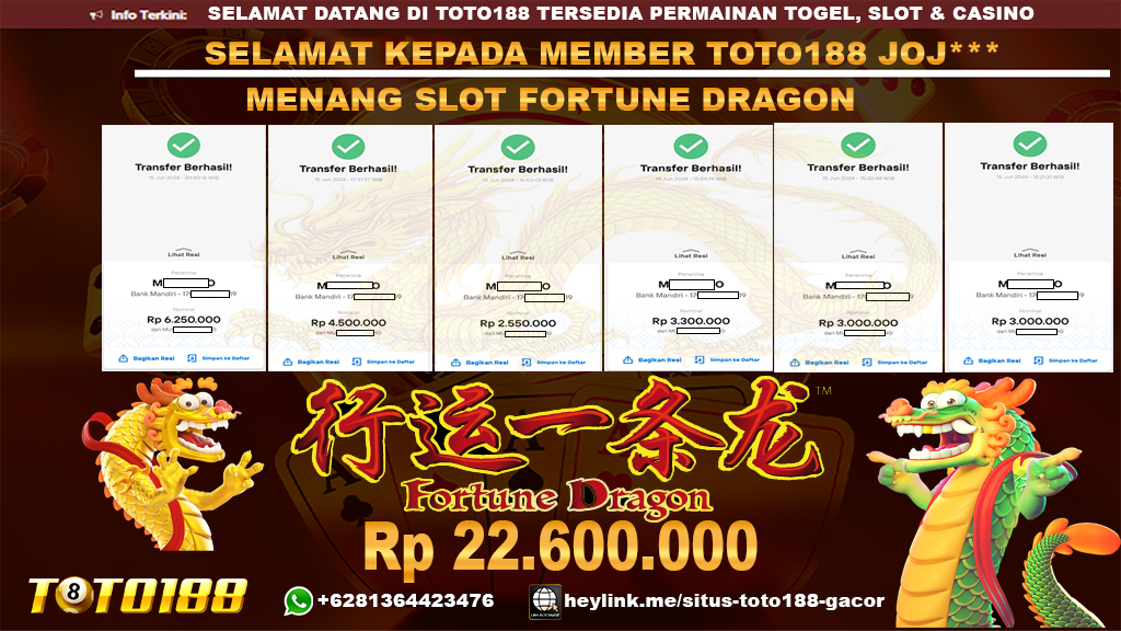 Bukti jp kemenangan slot game fortune dragon 15 juni 2024