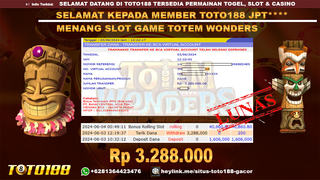 Bukti jp kemenangan slot game totem wonders 03 juni 2024