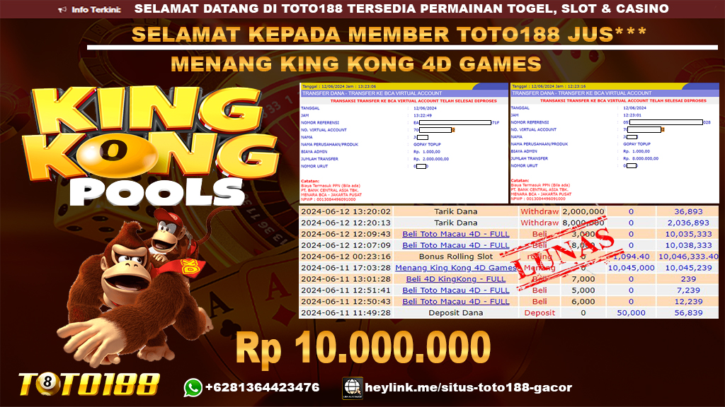 Bukti jp kemenangan king kong 4d games 12 juni 2024