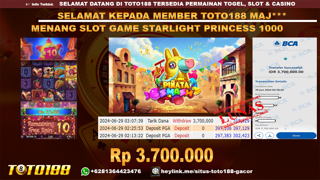 Bukti jp kemenangan slot game pinata wins 29 juni 2024