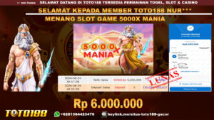 Bukti jp kemenangan slot game 5000x mania 24 juni 2024